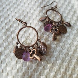 Copper and Purple Earrings